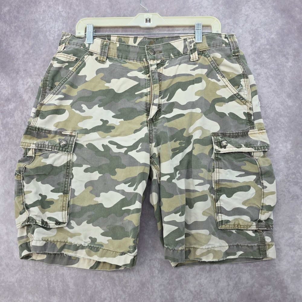 Carhartt Camo Cargo Shorts Mens 36 Relaxed Fit Canvas Work Utility Camouflage
